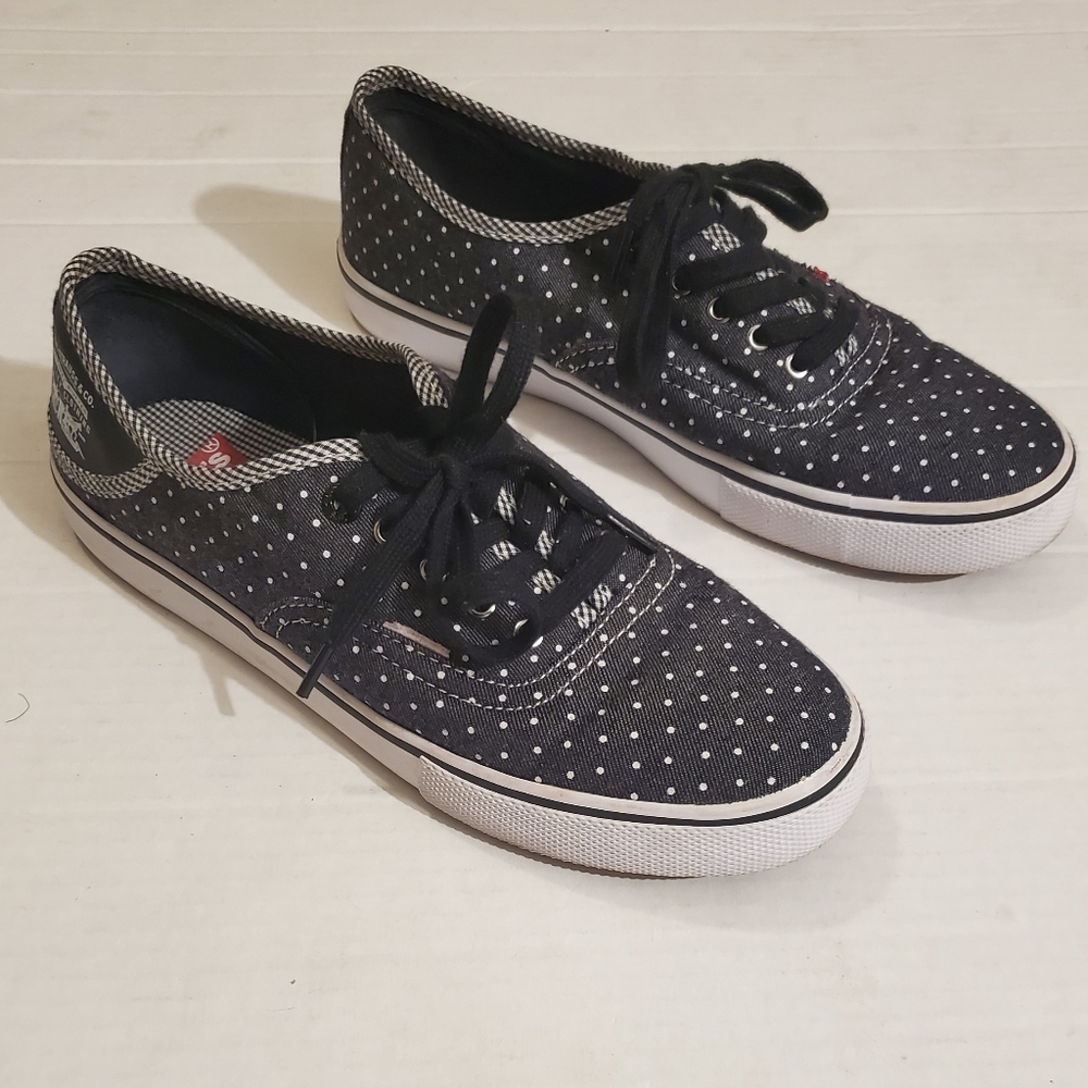 Levi's Maddy Black White Polka Dot Sneakers 6 - Picture 2 of 11